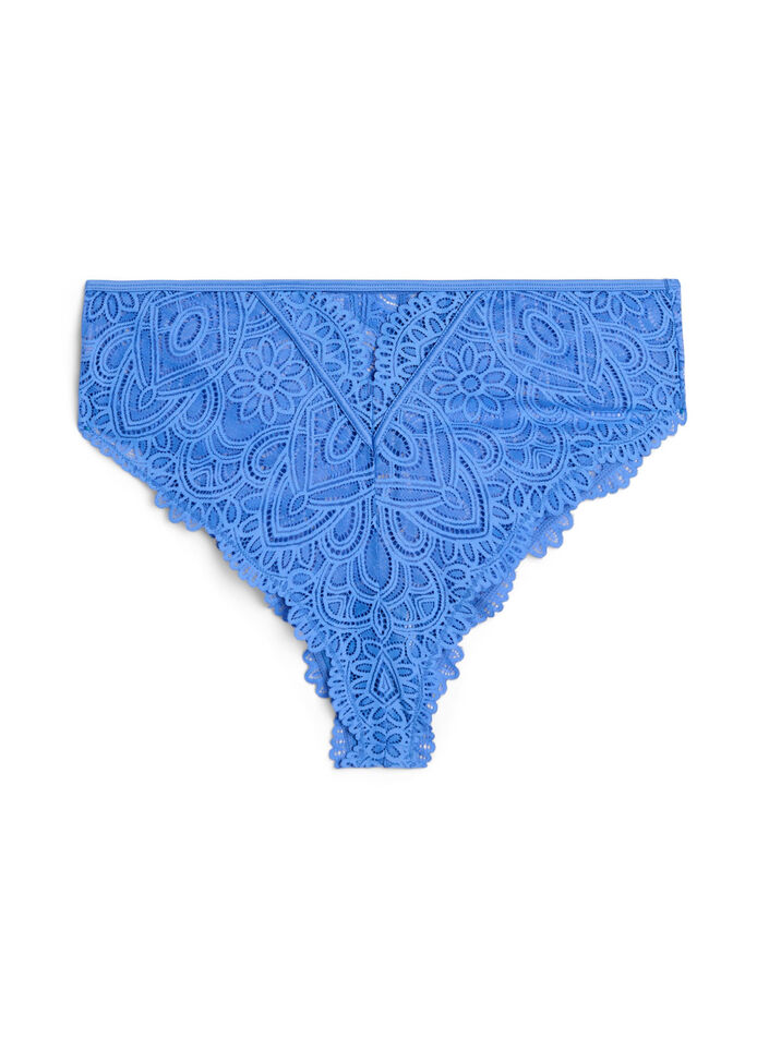Lace Brazilian brief with a regular waist, Blue, Packshot image number 1