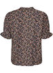 Floral viscose blouse with short sleeves and smock details, Blue, Packshot image number 1