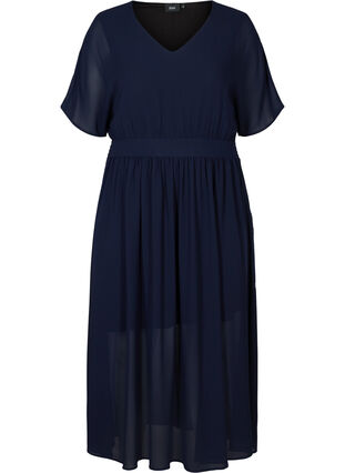 Long dress with smocking and short sleeves, Night Sky, Packshot image number 0
