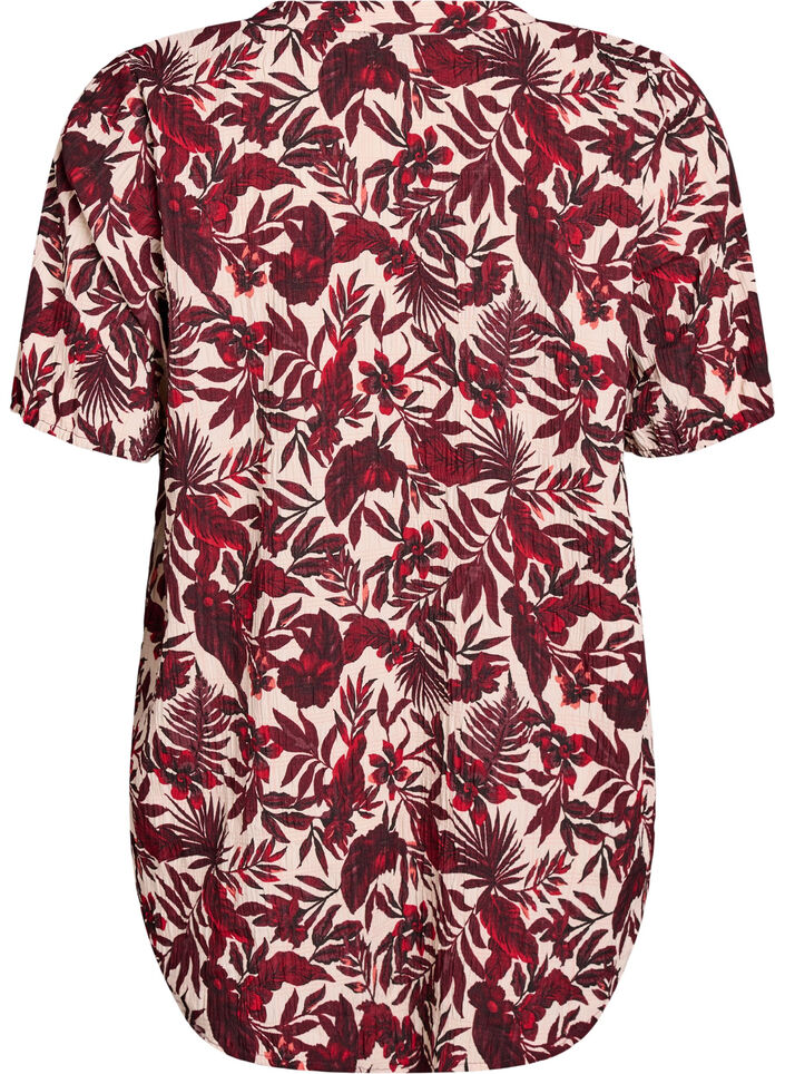 Floral blouse with short sleeves, Red, Packshot image number 1