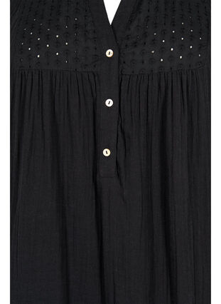 Tunic in cotton with embroidery anglaise, Black, Packshot image number 2