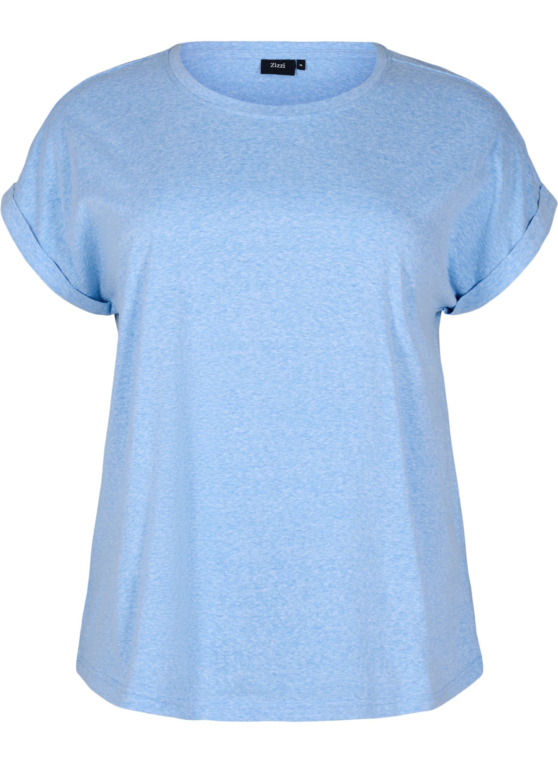 Zizzifashion Melange T-shirt with short sleeves, Light Blue, Packshot image number 0