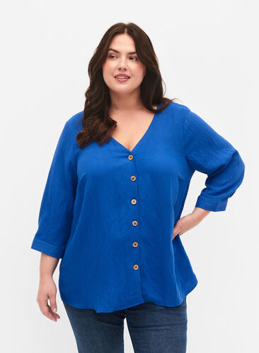 Viscose blouse with buttons and v-neck, Surf the web, Model image number 0