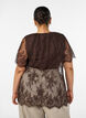 Short-sleeved lace blouse with tie-fastening, Brown, Model image number 2