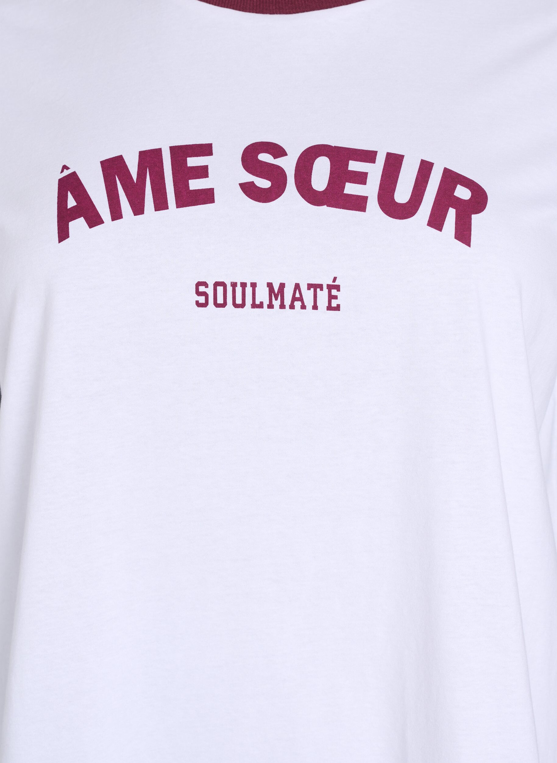 Zizzifashion T-shirt with text print and contrast trim, White, Packshot image number 2