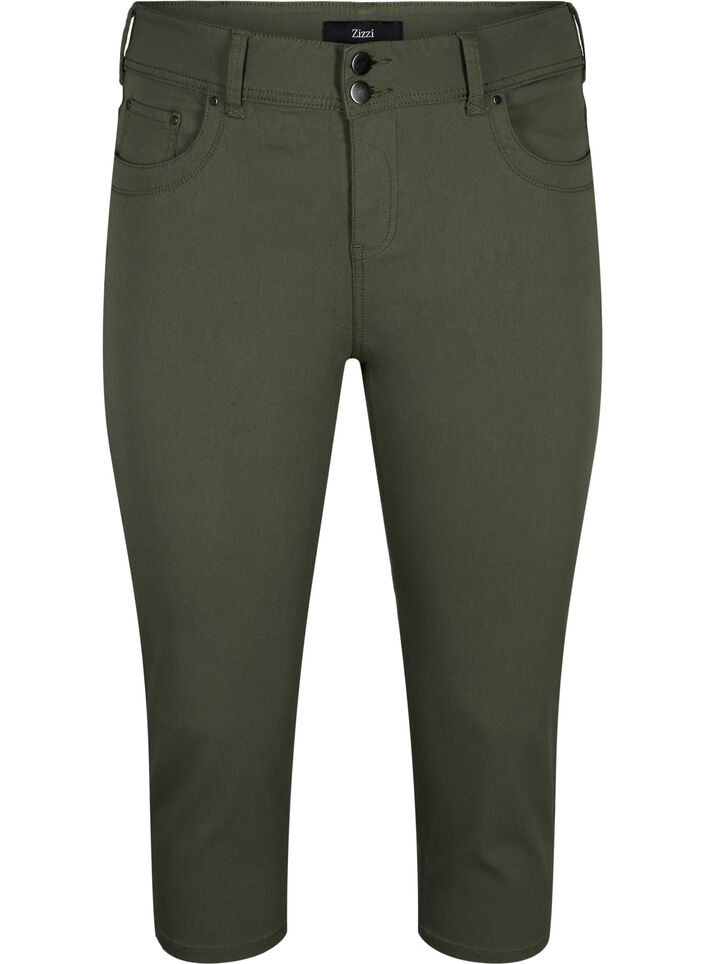Tight fit Capri pants in a viscose blend, Thyme, Packshot image number 0