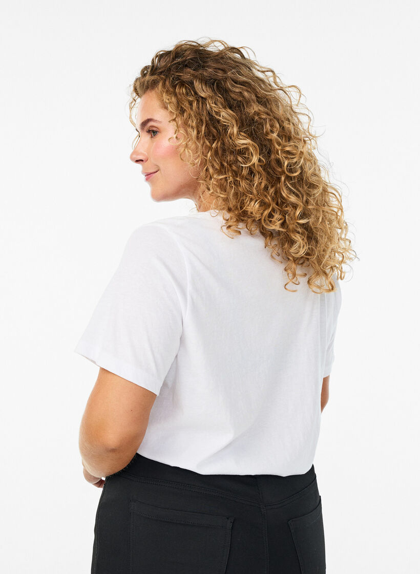 Short sleeve t-shirt with v-neckline, White, Model image number 2