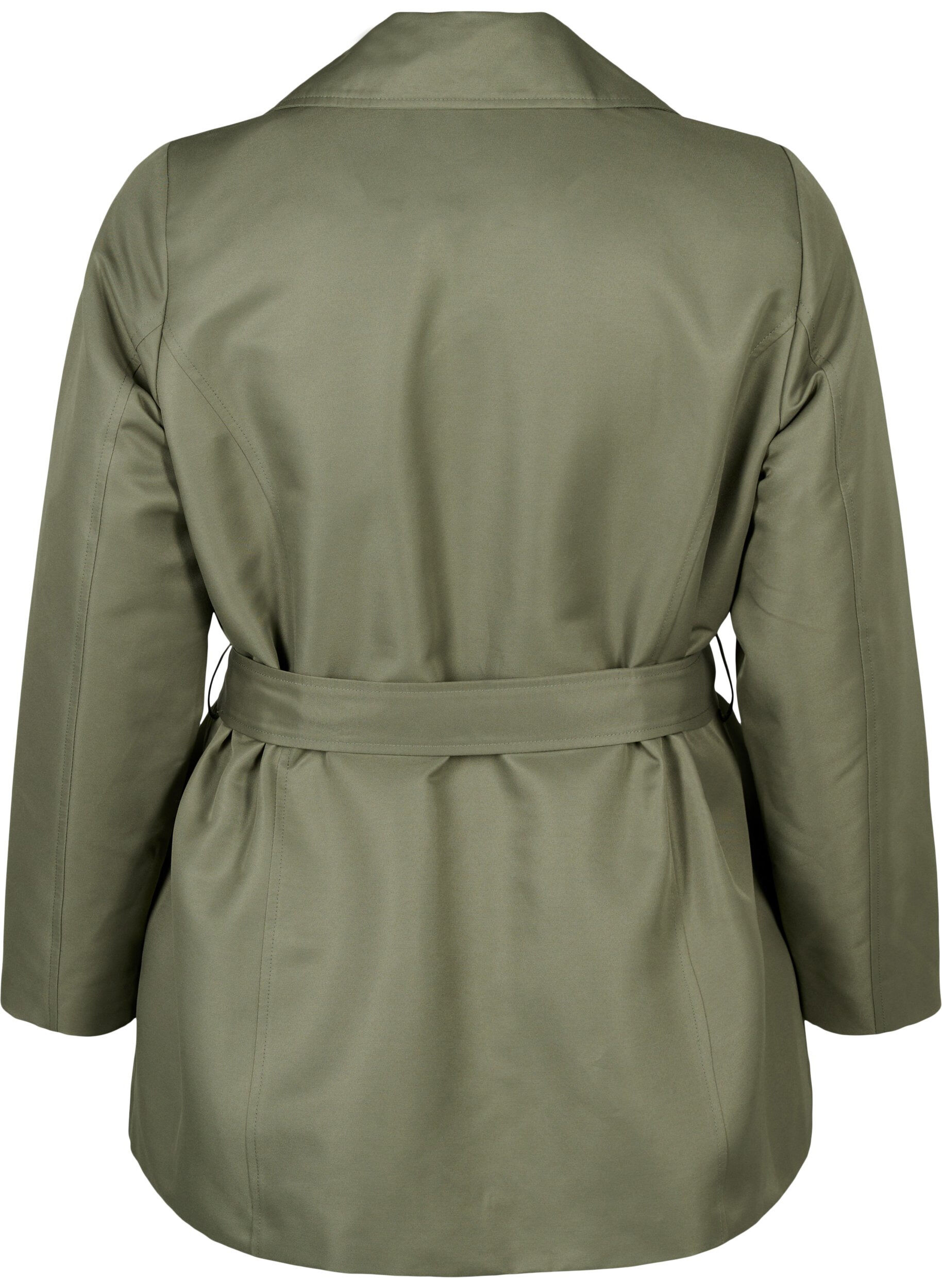 Zizzifashion Short trench coat with belt, Green, Packshot image number 1