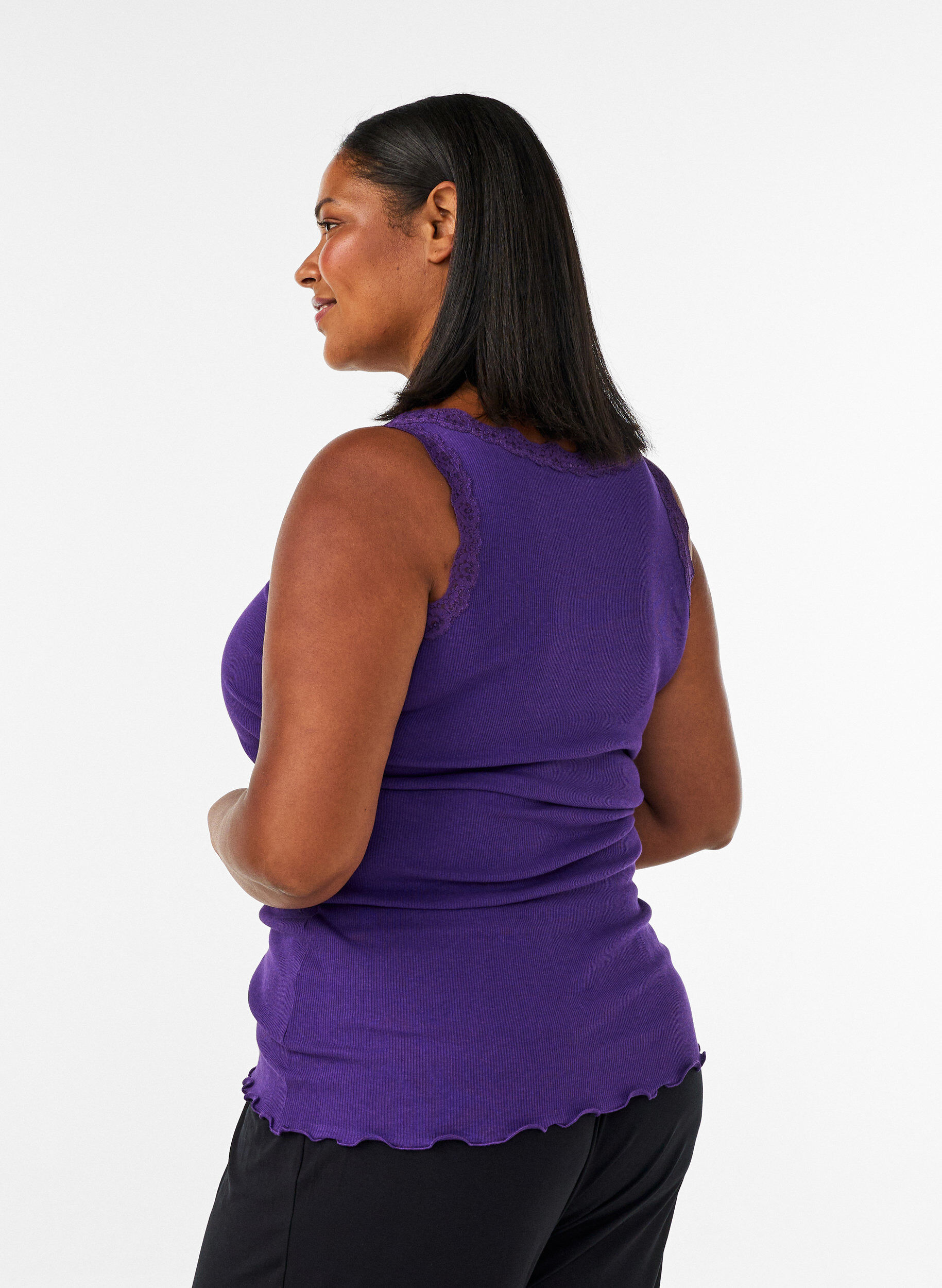 ZizzifashionTop with lace trim, Purple, Model image number 2