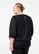 Viscose blouse with 3/4 sleeves and balloon effect, Black, Model image number 2
