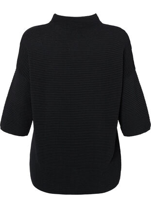 Structured knit blouse with high neck, Black, Packshot image number 1