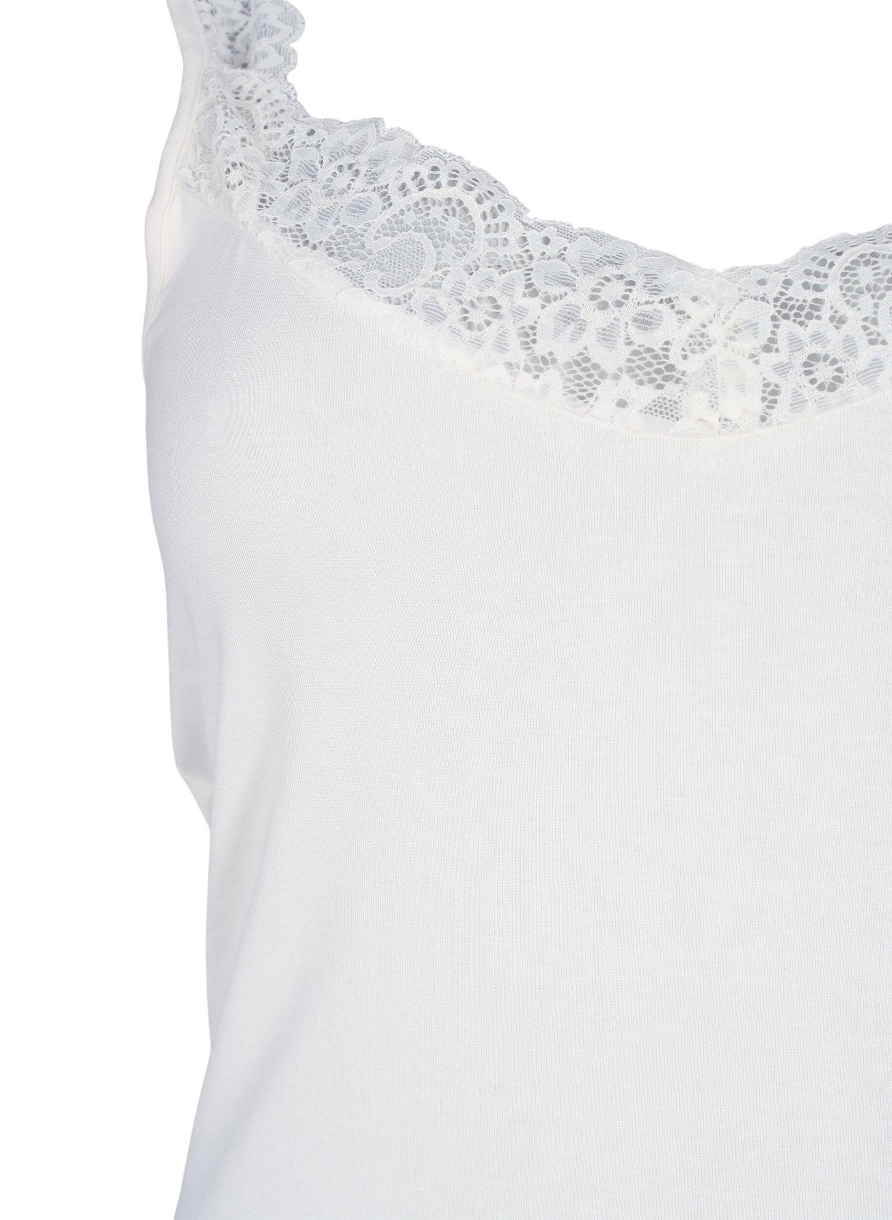 Zizzifashion Viscose top with lace edge, Vanilla, Packshot image number 2