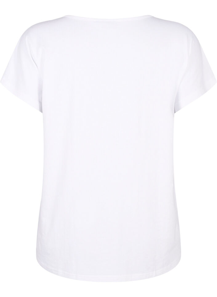 V-neck T-shirt with chest pocket, Bright White, Packshot image number 1