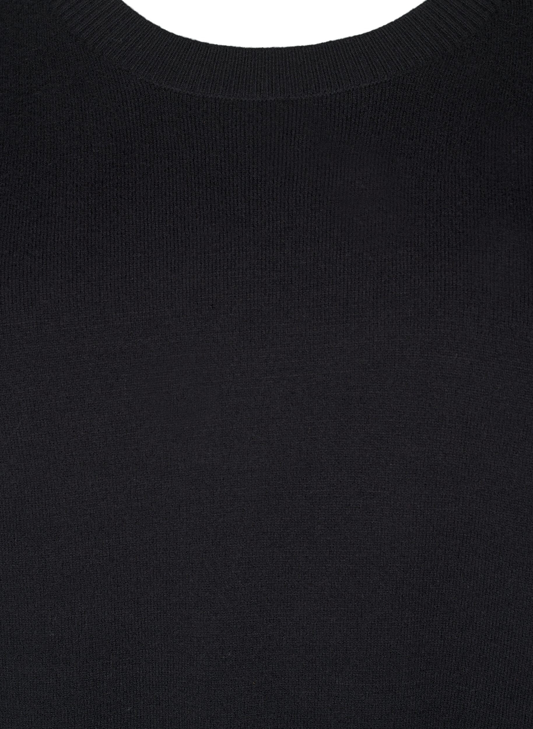 Zizzifashion FLASH - Knitted blouse with a round neck, Black, Packshot image number 2