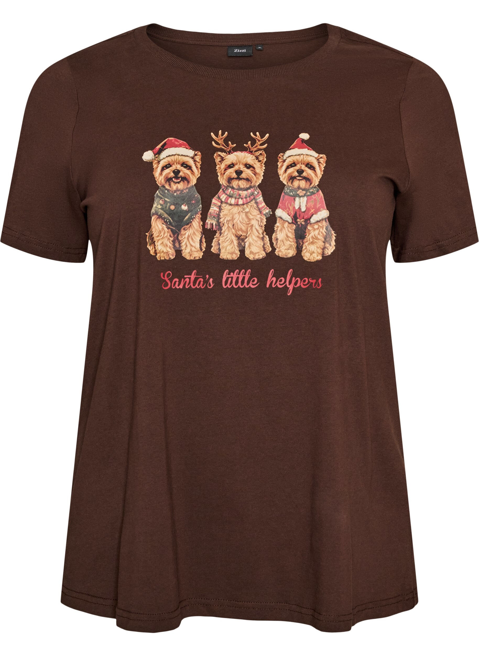 ZizzifashionChristmas t-shirt in organic cotton, Brown, Packshot image number 0