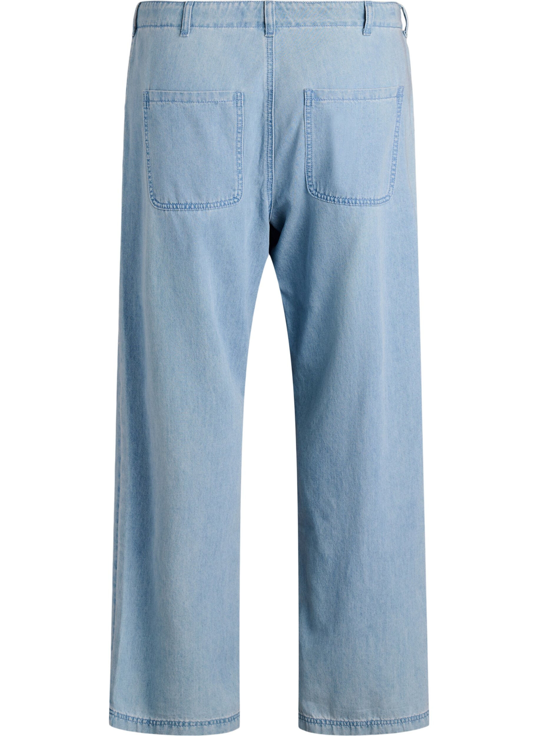 Zizzifashion High-waisted jeans with tie belt, Light Blue, Packshot image number 1