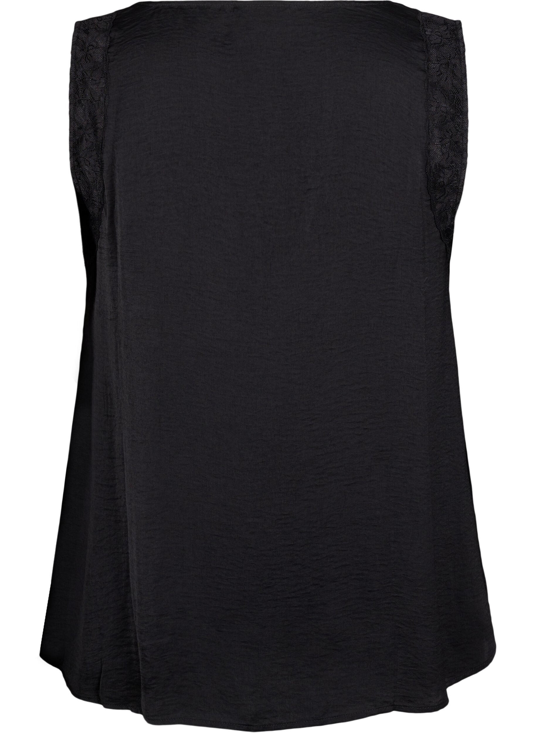 Zizzifashion Sleeveless top with lace, Black, Packshot image number 1