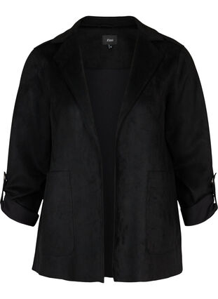 Open jacket with large pockets, Black, Packshot image number 0