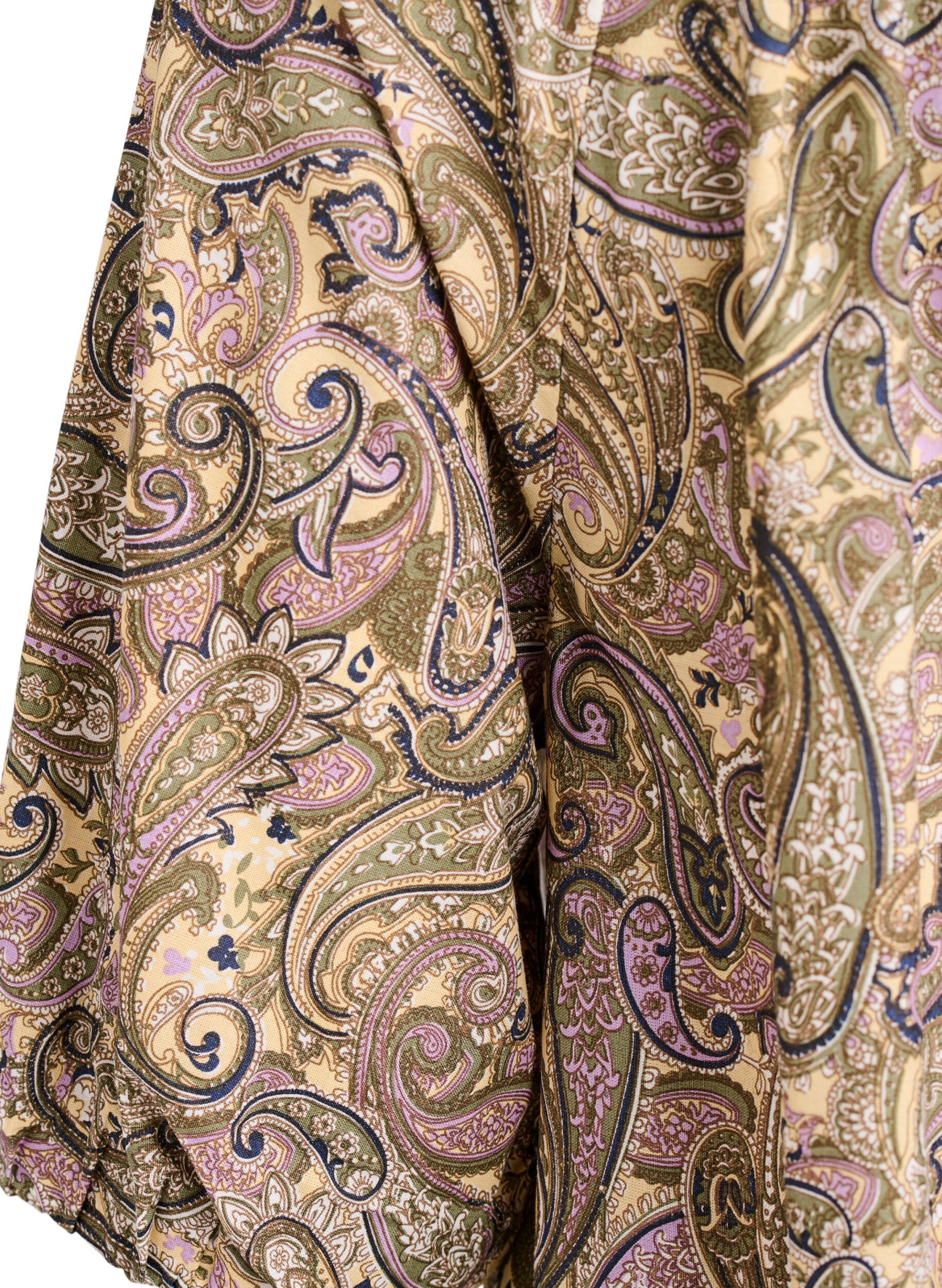 Zizzifashion Viscose blouse with paisley print and tie-string, Yellow, Packshot image number 3