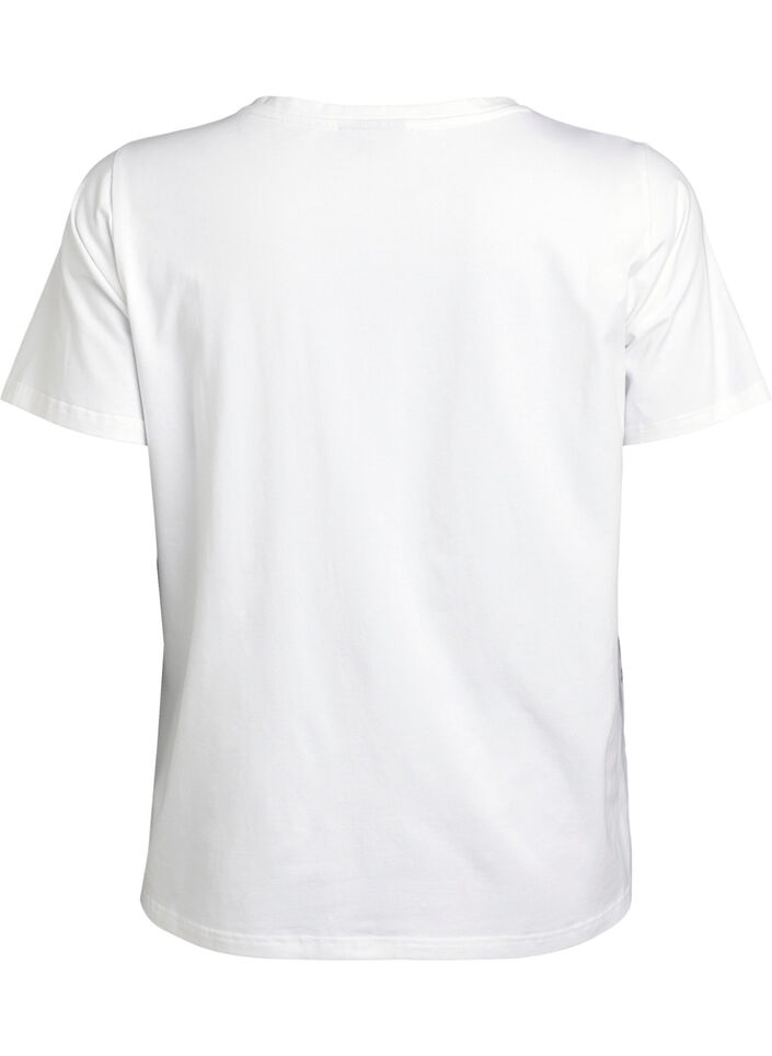 T-shirt in organic cotton with floral print, B. White w. Rose, Packshot image number 1