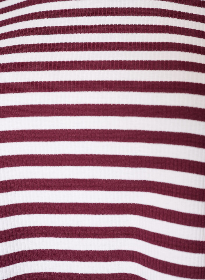 Long-sleeved night top in ribbed jersey with stripes, Red, Packshot image number 2