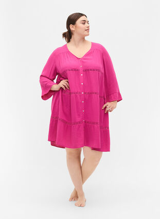 Viscose beach dress, Raspberry Rose, Model image number 2