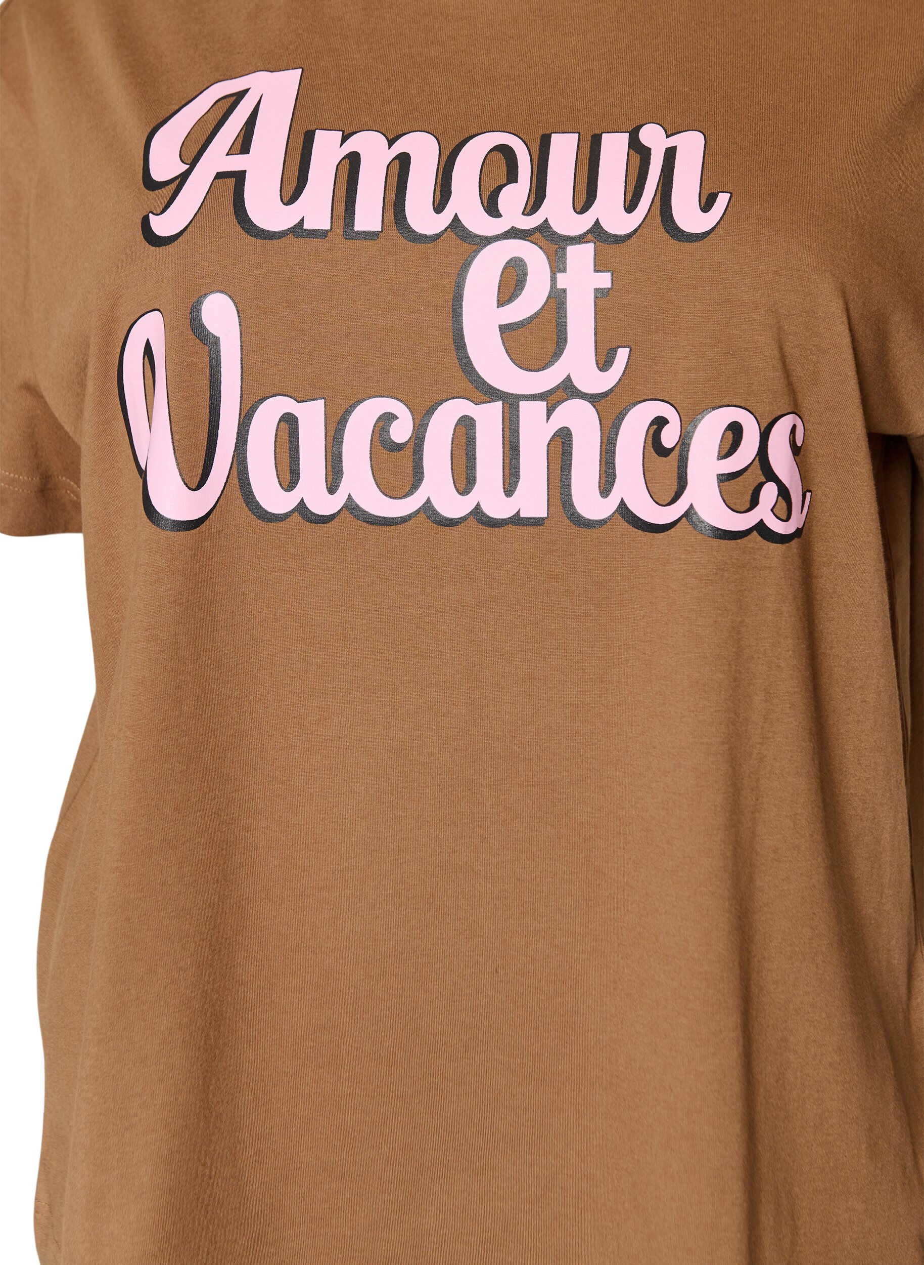 Zizzifashion 100% cotton T-shirt with short sleeves and print, Brown, Packshot image number 2
