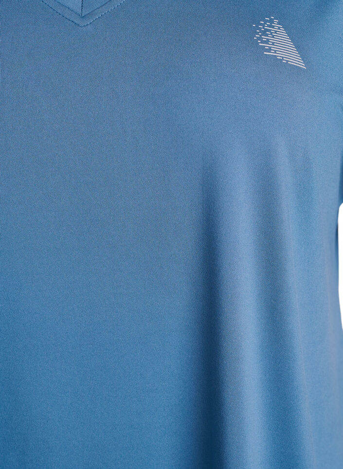Short-sleeved workout t-shirt with v-neck, Petrol, Packshot image number 2