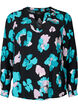 Long-sleeved viscose blouse with print, Blue AOP, Packshot image number 0