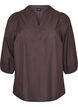 Checked blouse with V-neck and 3/4 sleeves, Brown, Packshot image number 0