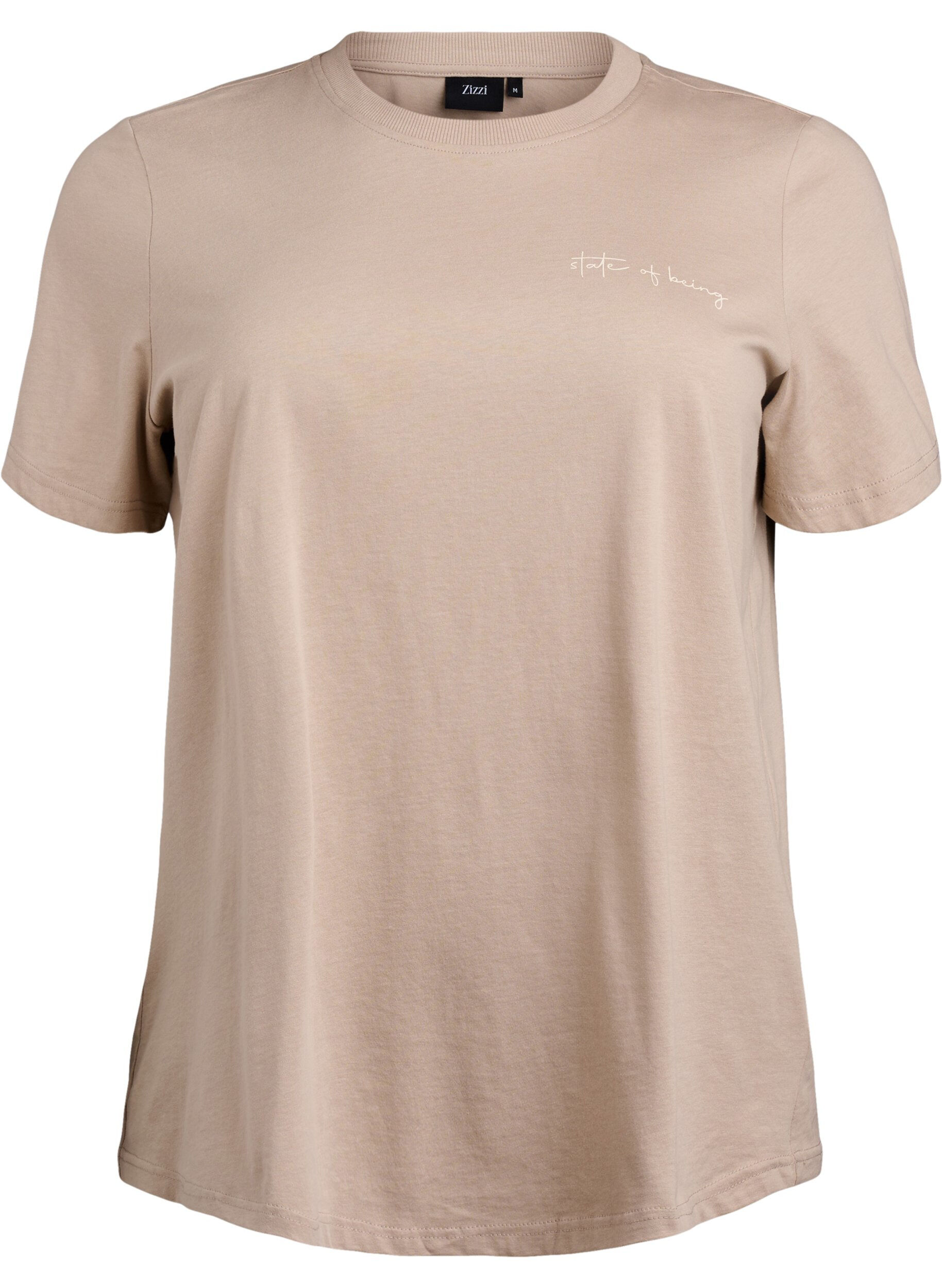 Zizzifashion T-shirt with text print and round neck, Brown, Packshot image number 0