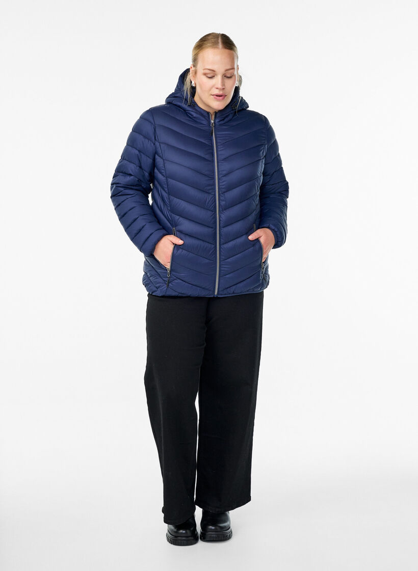 Lightweight jacket with hood, Blue, Model image number 1