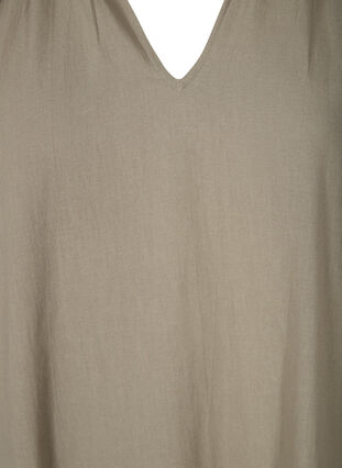 Short cotton tunic with a V-neck, Army Green , Packshot image number 2