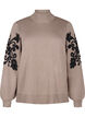 Knitted blouse with embroidery, Desert Taupe Comb, Packshot image number 0