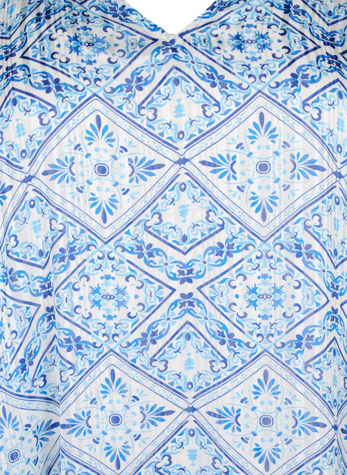 Printed dress with v-neck and 3/4 sleeves, Birch Graphic AOP, Packshot image number 2