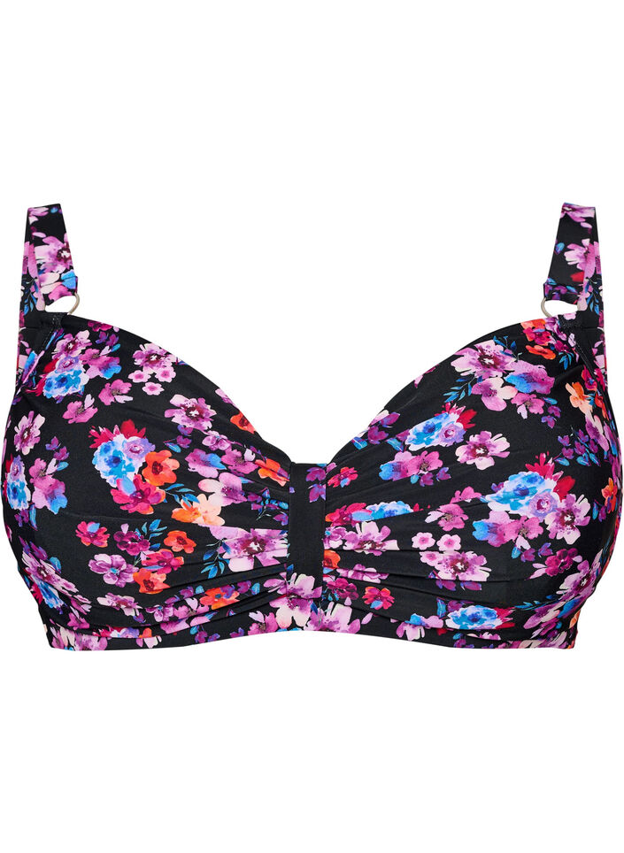 Underwire bikini bra with pattern, Purple, Packshot image number 0