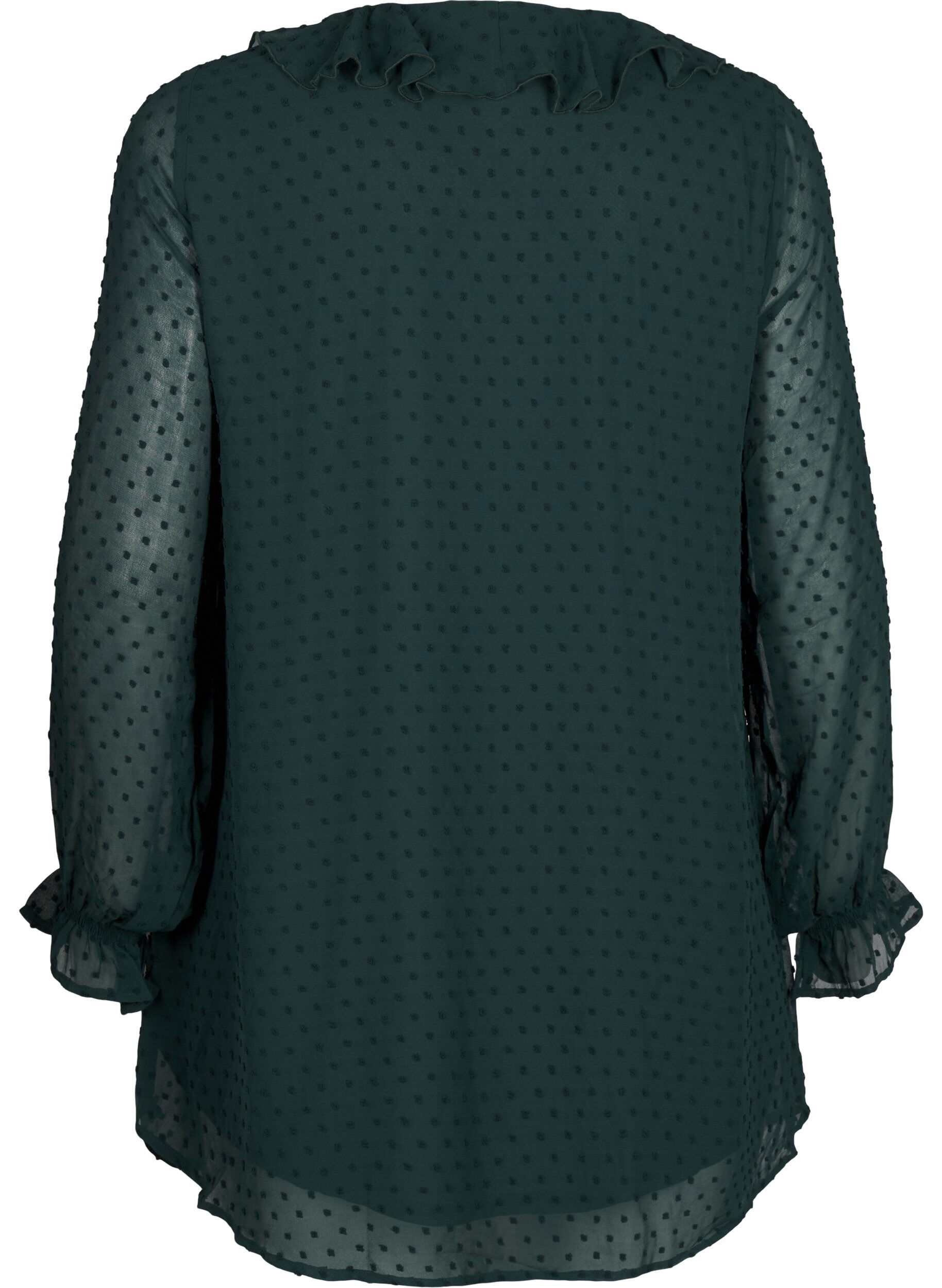 Zizzifashion Tunic with ruffles and dotted texture, Scarab, Packshot image number 1