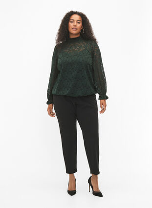 Long-sleeved lace blouse with smock, Scarab, Model image number 2