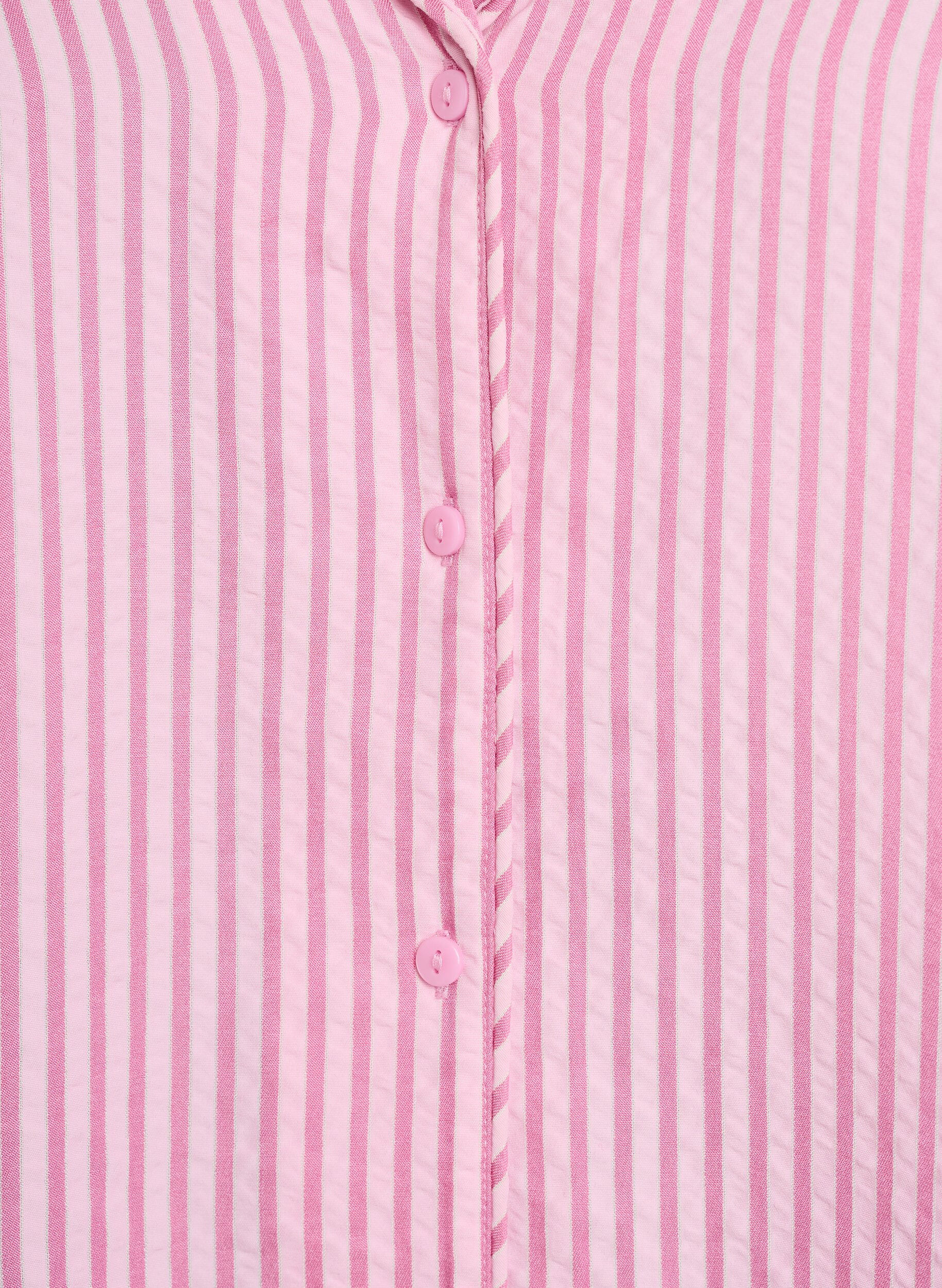 Zizzifashion Seersucker pyjama shirt with long sleeves, Pink, Packshot image number 2