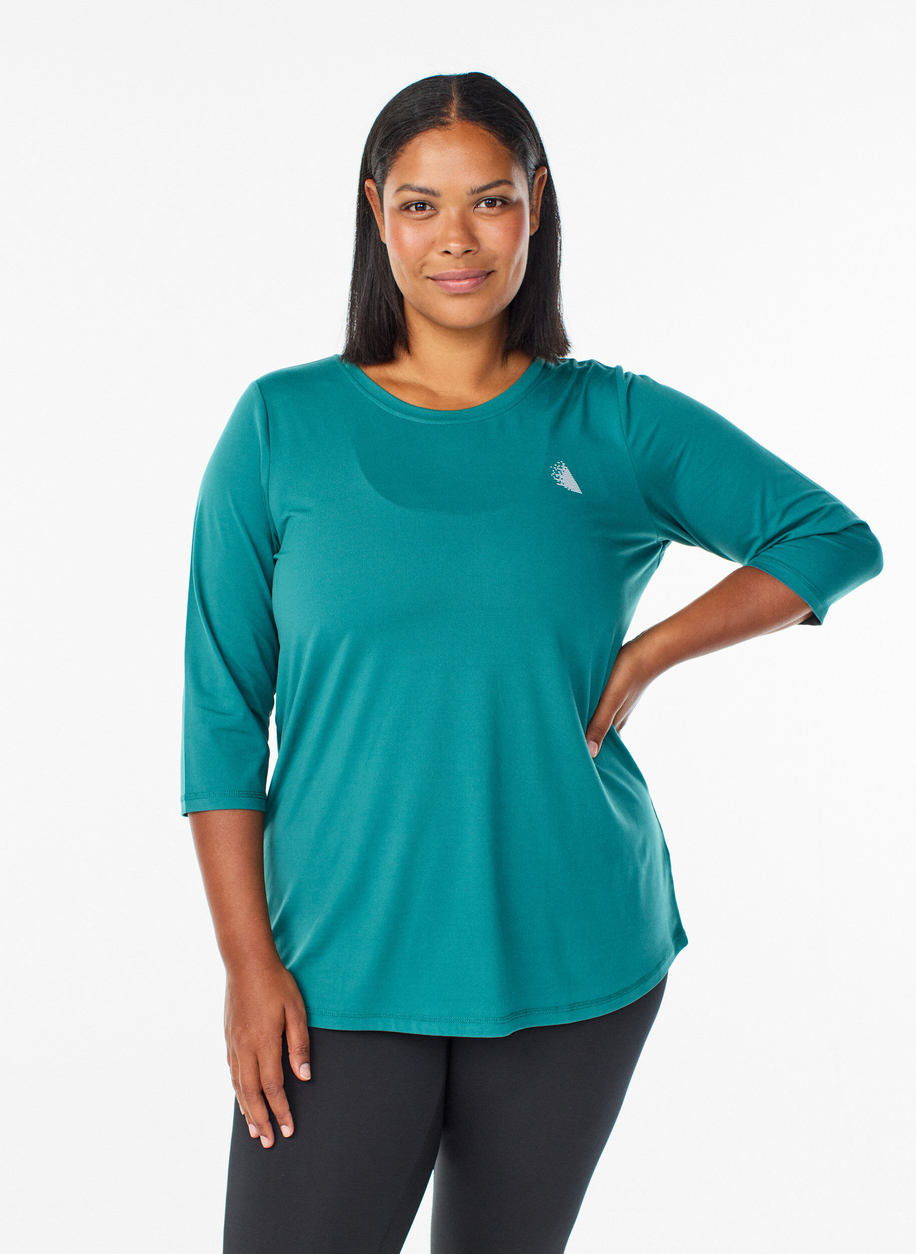 Zizzifashion Workout top with 3/4 sleeves, Green, Model image number 0