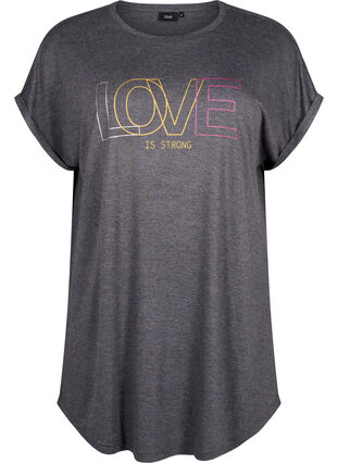 Short sleeve nightgown with text print, Black Mel. Love, Packshot image number 0