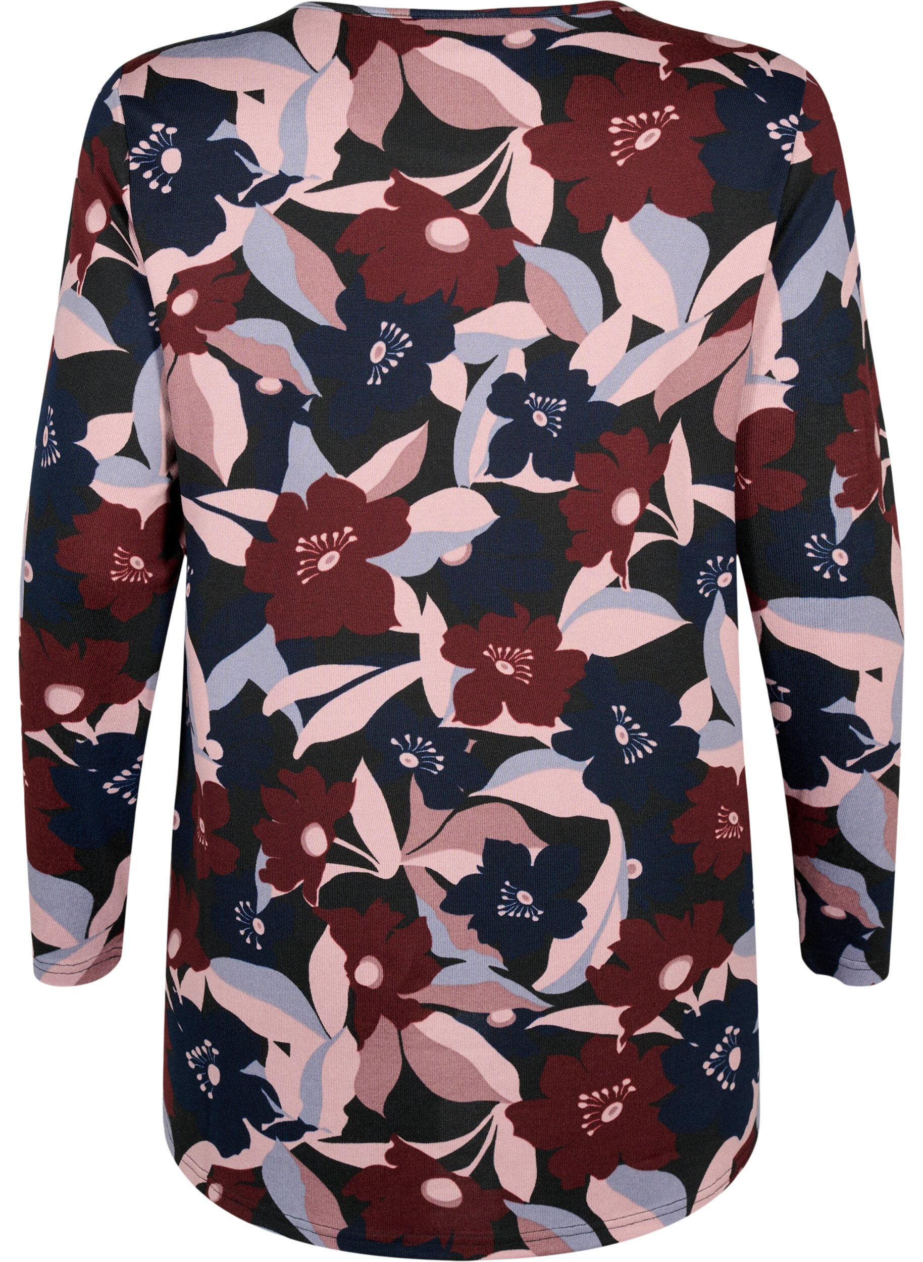 Zizzifashion Floral Blouse with long sleeves, Black Rose Flower, Packshot image number 1
