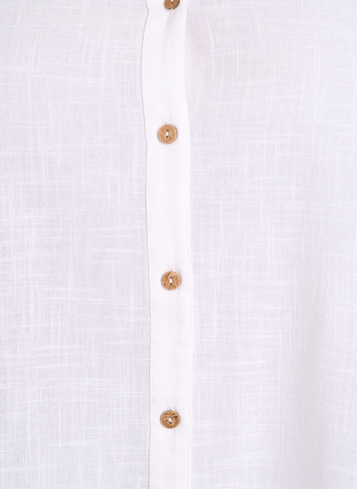 Cotton shirt blouse with V-neck, White, Packshot image number 2