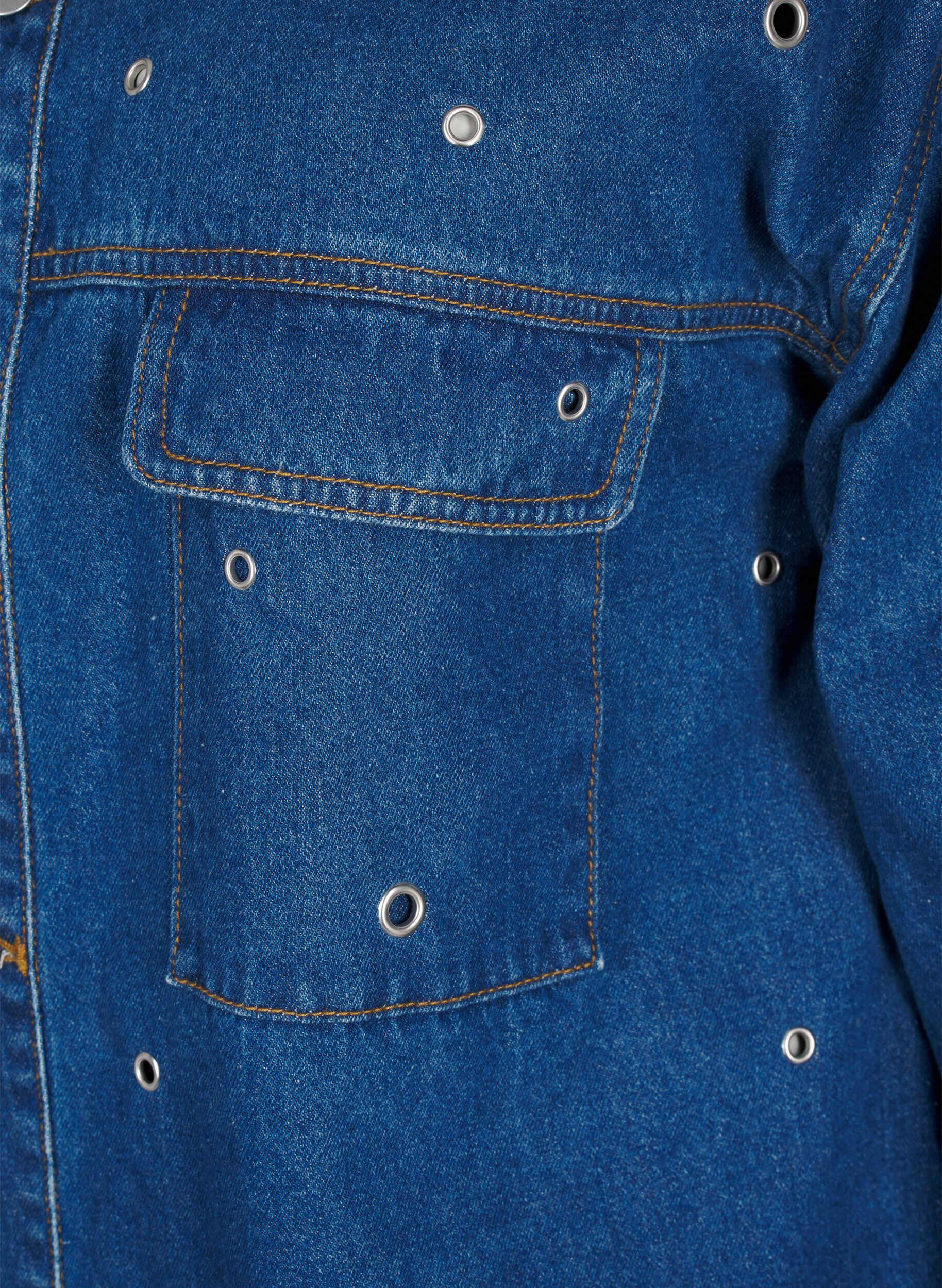 Zizzifashion Denim shirt with eyelets, Blue, Packshot image number 3