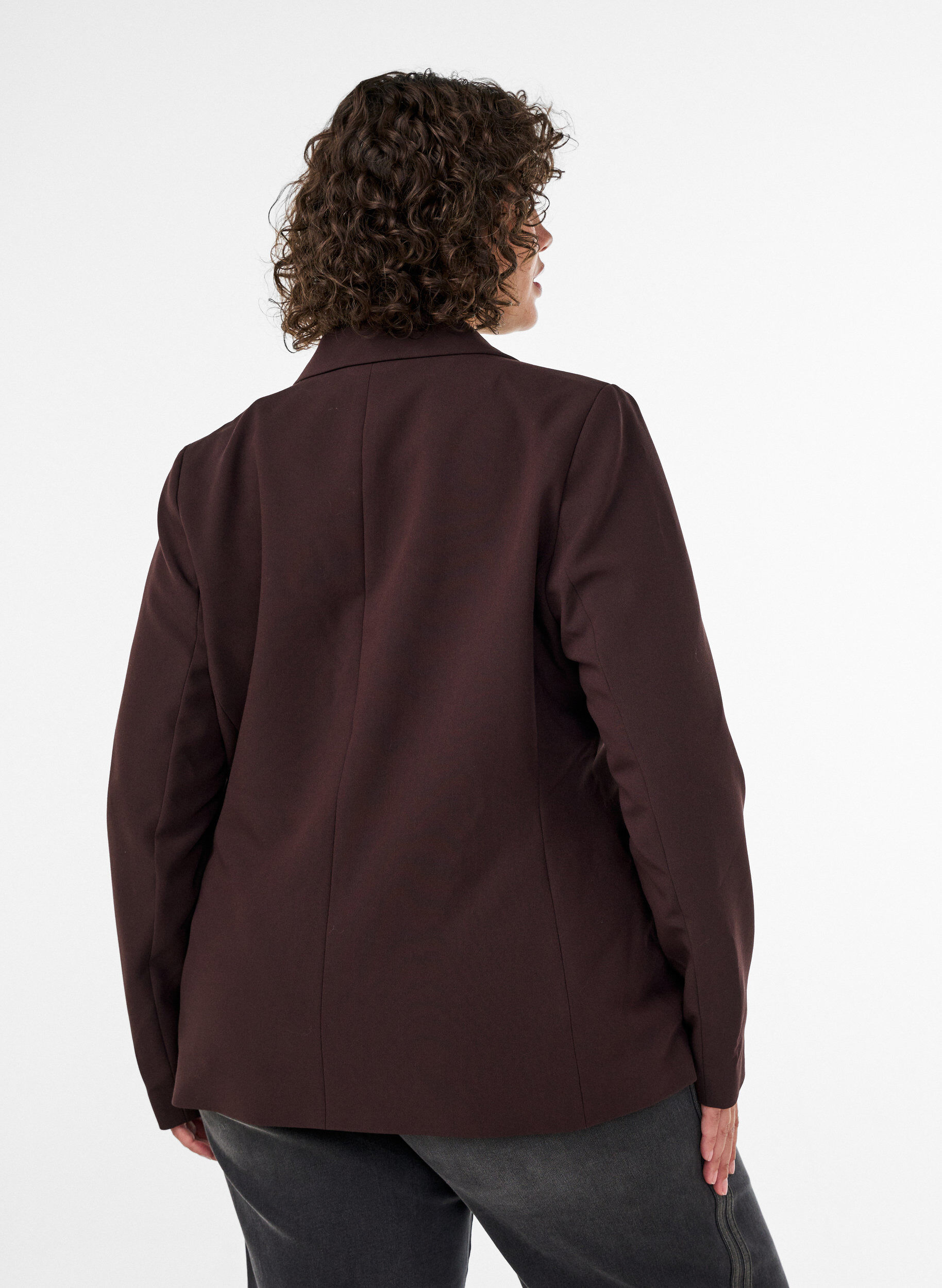 ZizzifashionClassic blazer with a single button closure, Brown, Model image number 2