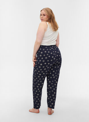 Loose pyjama trousers in organic cotton, Night Sky Snow, Model image number 1