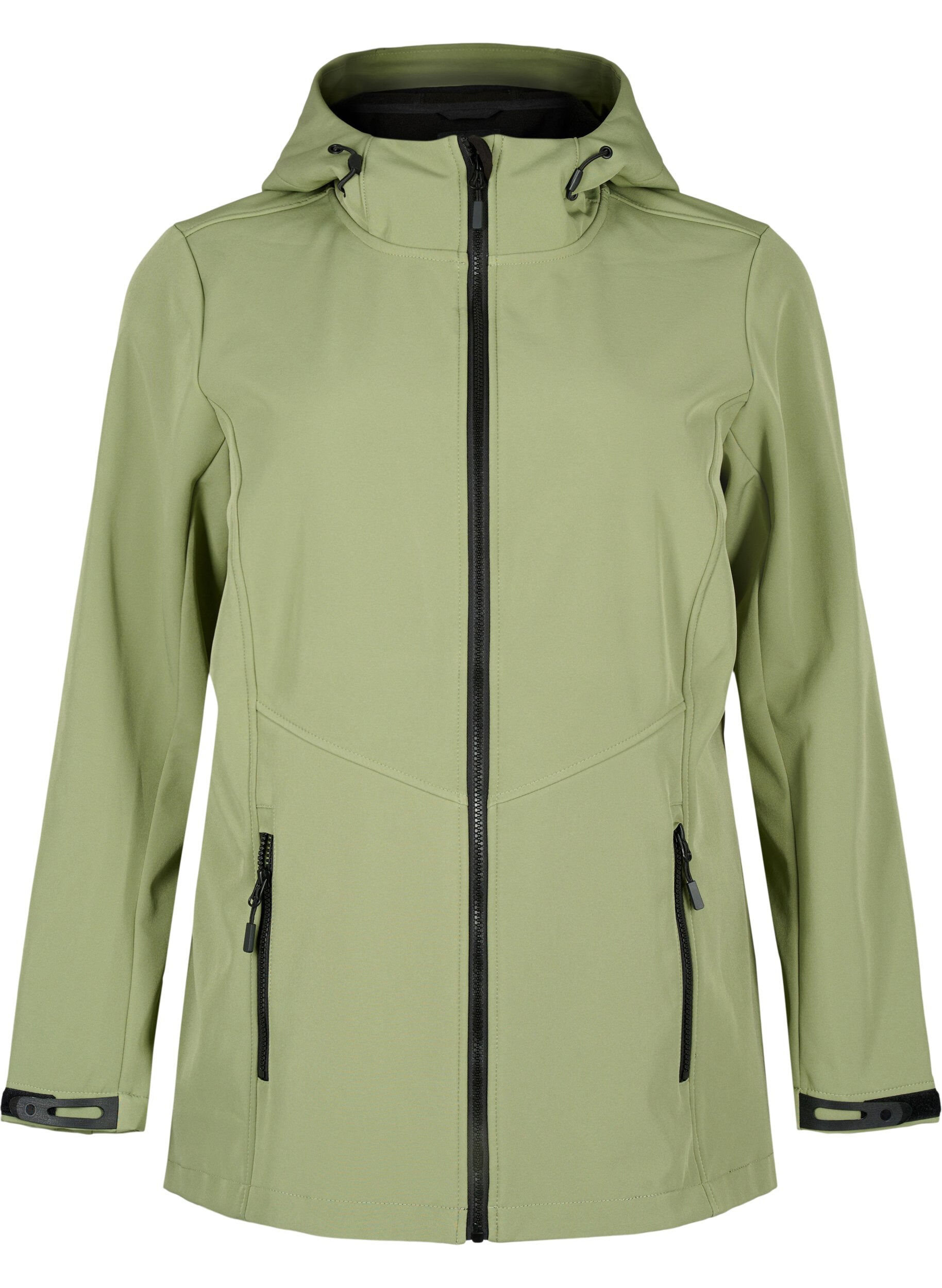Zizzifashion Short softshell jacket with pockets, Oil Green, Packshot image number 0