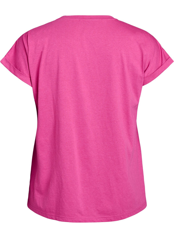Short-sleeved cotton blend t-shirt, Rose, Packshot image number 1