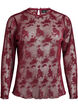 Long-sleeved mesh blouse with lace pattern, Dark Bordeaux, Packshot image number 0