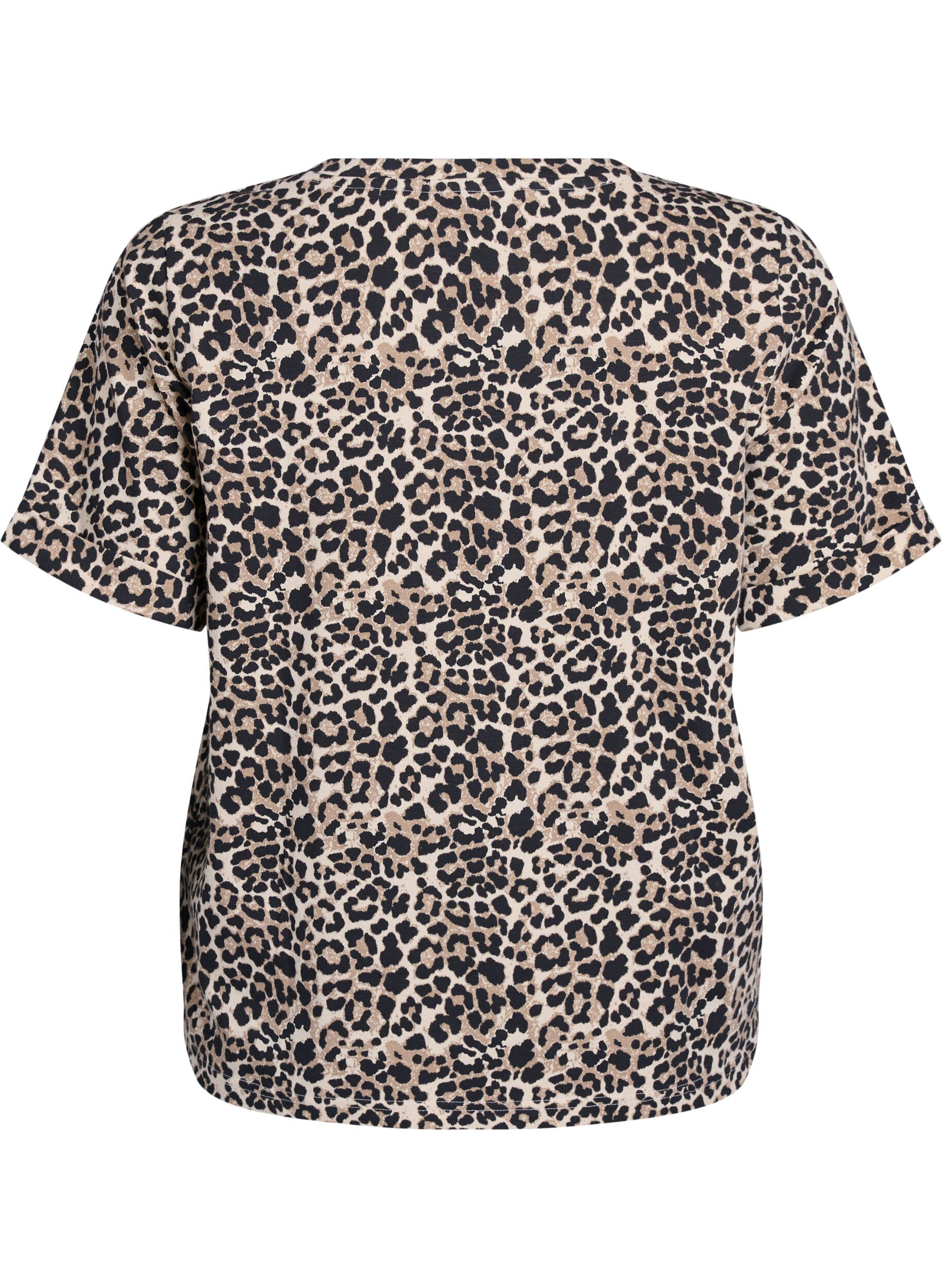 Zizzifashion T-shirt with round neck and all-over print, Brown, Packshot image number 1